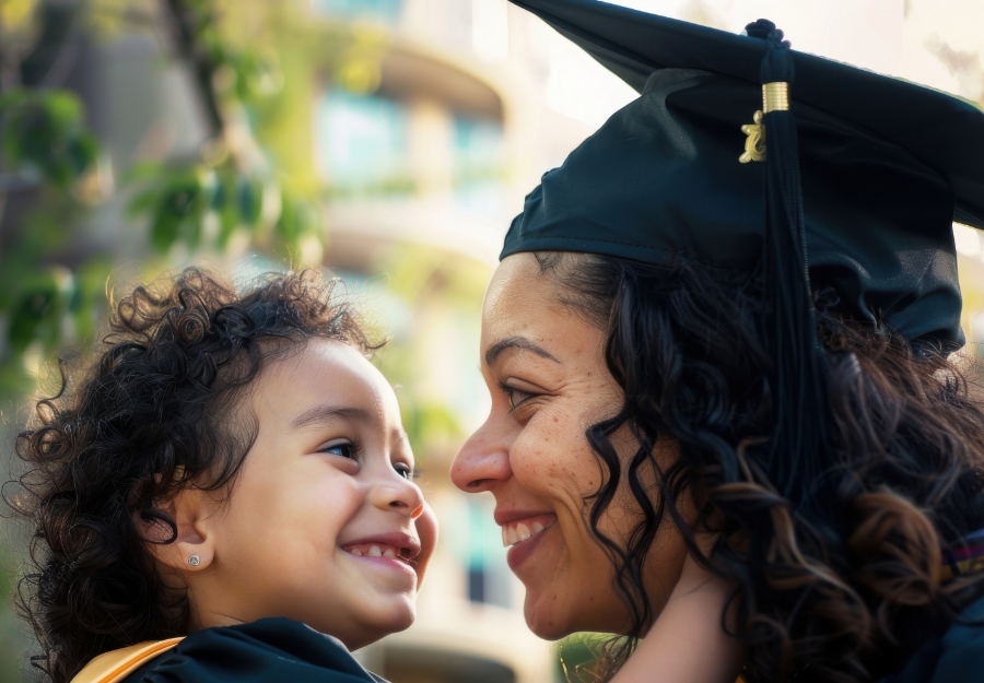 proud image Proud graduate with child